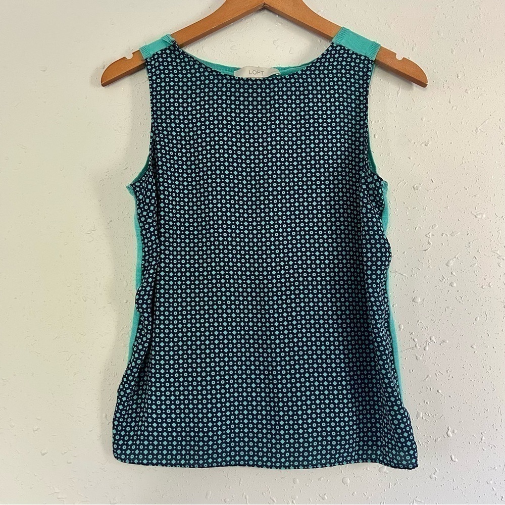 🦋 Loft Turquoise Blue Sleeveless Blouse Small Petite SP